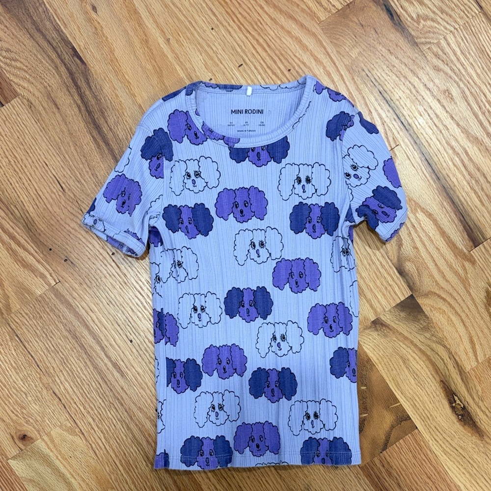 Mini Rodini Blue and Purple Dog Print Kids Tee